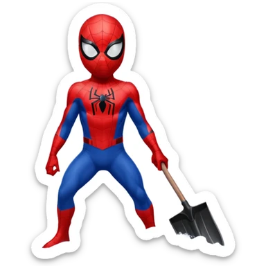 Spider-Man shoveling the snow sticker