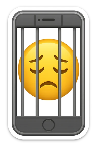 Disturbi alimentari visti come una gabbia stile emoji iphone. sticker