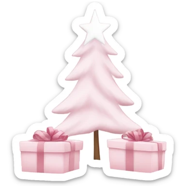 Light pink Christmas gifts under a white Christmas tree  sticker