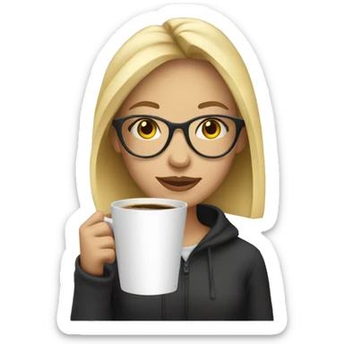 Blond girl with glasses drinking coffee  sticker