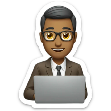 smart man using laptop sticker