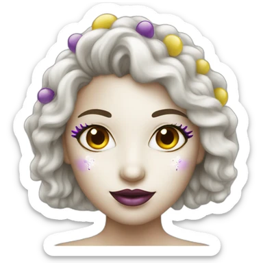 girl wearing a mardi gras mask white skin sticker