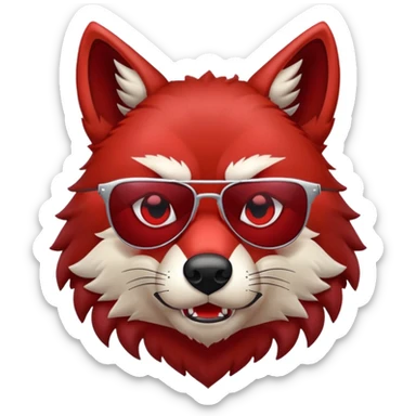 Evil Scary Red Wolf scowling frowning wearing sunglasses sticker