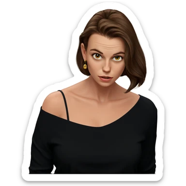 brown haired girl with earrings sticker