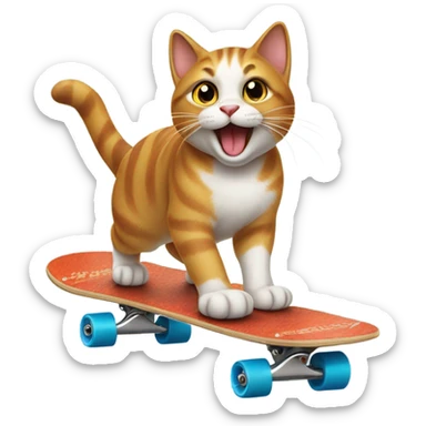 Skateboarding cat sticker