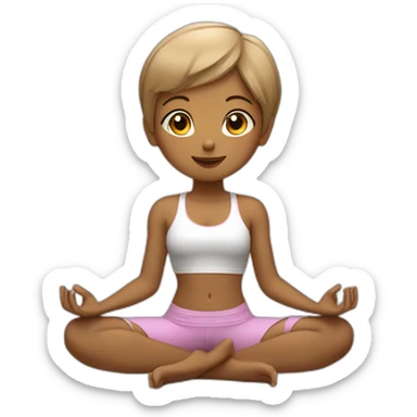 yoga girl, lotus position, ligth brown skin, short haircut sticker