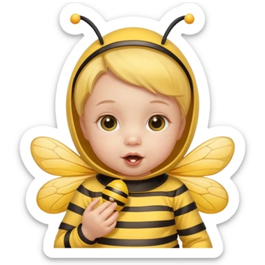 baby girl with pacifier dressed as a bee sticker