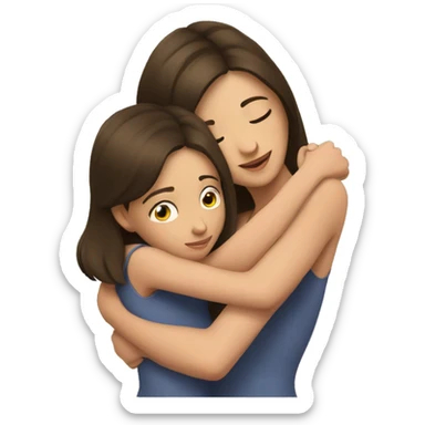 daughter huging brunette mom sticker