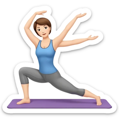 Pretty, sexy, mature, slightly curvy white Woman with short brown hair doing Pilates exercises  sticker