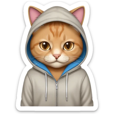 Cool cat wearing a hoodie sticker