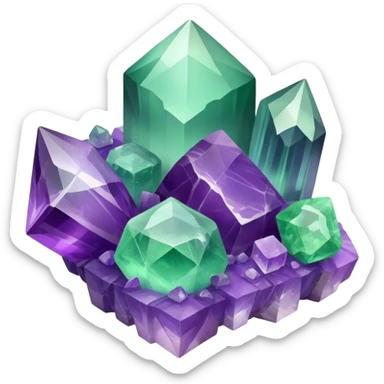 Fluorite crystal cluster sticker