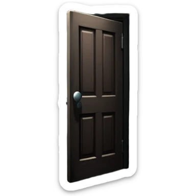 An icon showing a dark, eerie environment with ominous shadows, inspired by horror games like Resident Evil. The design includes a dimly lit corridor, a creepy door slightly ajar, and a silhouette lurking in the background. A sense of suspense and fear is conveyed. Transparent background. sticker