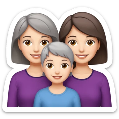 A mum with short Gray hair and her two adult daughters with brown hair sticker