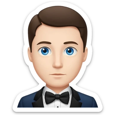 🤵🏼bu emojide sadece göz rengini mavi yap ve Smokinli olsun sticker
