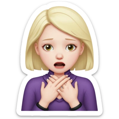 Girl choking them self dramatic  with both hands around their neck sticker