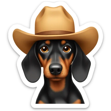 Daschund wearing cowboy hat sticker