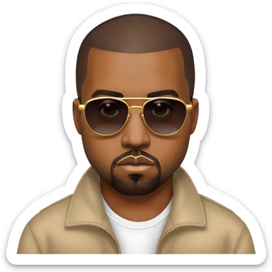 Kanye West with sunglasses and his signature look sticker