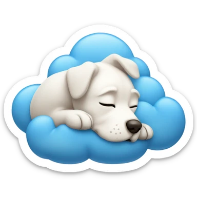 A dog laying down dreaming with dream cloud sticker