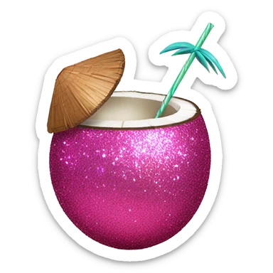 Pink coconut with juice and glitter  sticker