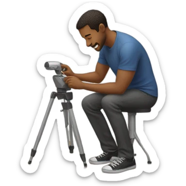 A man gets ready while covering his  sticker