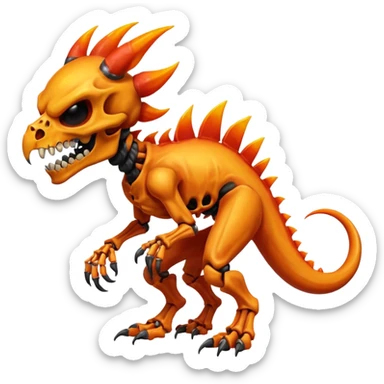 Oily smooth glossy evil sharp edgy badass skeletal fiery skull-face skull-masked Charmeleon-Zeraora-Salandit-fusion, full body sticker