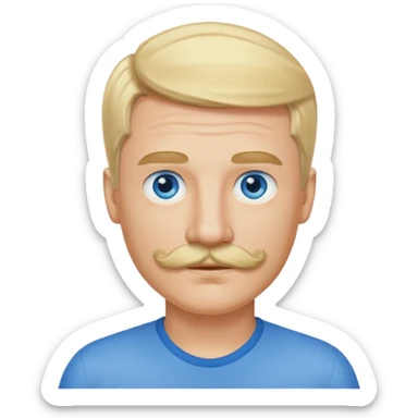 guy with blond hair, mustache, and blue eyes sticker