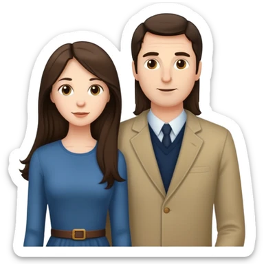 Short brunette wife with long hair next to tall husband  sticker