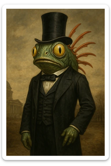 A murloc from World of Warcraft dressed as Abraham Lincoln sticker