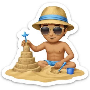 Man building sand castle sticker