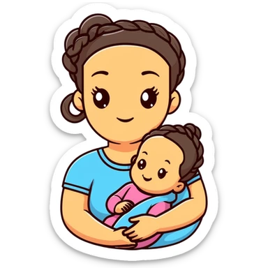 mom and baby with matching braided hairstyles sticker