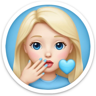 Blowing kiss emoji with light blue heart sticker