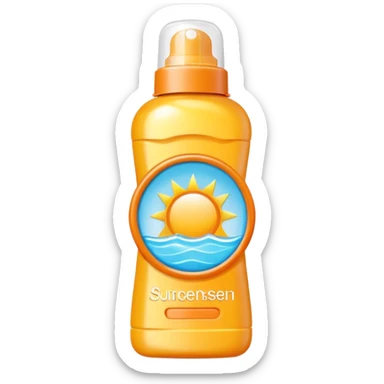 sunscreen bottle object icon, summer pool accessory, smooth packaging, bright colors, 3D cartoon, mobile game icon style, centered, clean background, no text, no watermark
 sticker