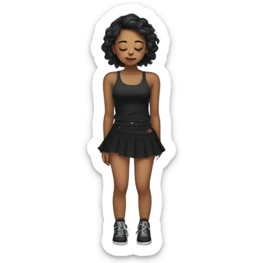 Girl with tattoos and black skirt asleep on floor sticker