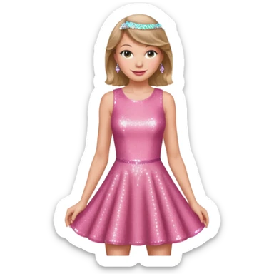 Taylor Swift smile in a sparkling pink dress sticker