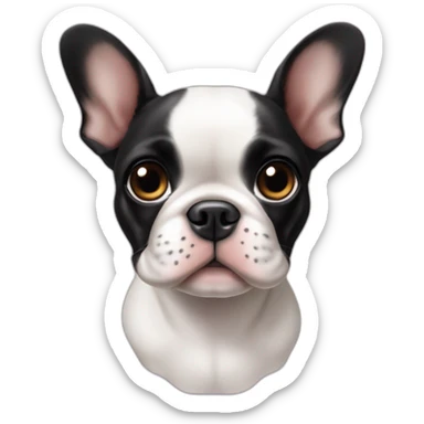 cute girl boston terrier french bulldog mix puppy with cropped ears black eyes sticker