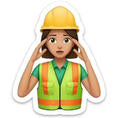 woman in green safety vest shaking head while face palming sticker