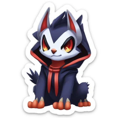 Cool Anthro Dark Edgy Absol-Noivern-Quilava-Litten-Pokémon with edgy stripes hoodie spiked collar punk Full Body sticker