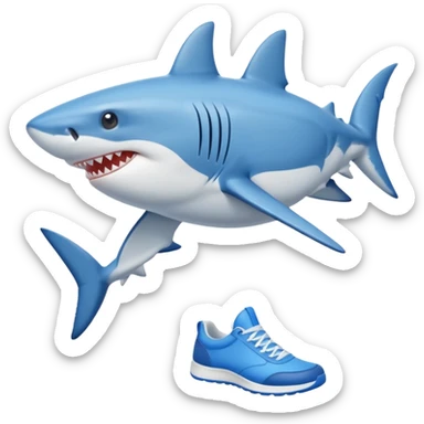 A SHARK WITH 4 LEGS AND WEARING BLUE SNEAKERS  sticker