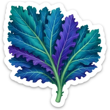 Blue and purple single leaf of kale  sticker