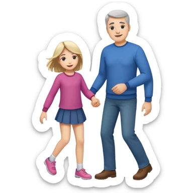 father and daughter playing full body sticker