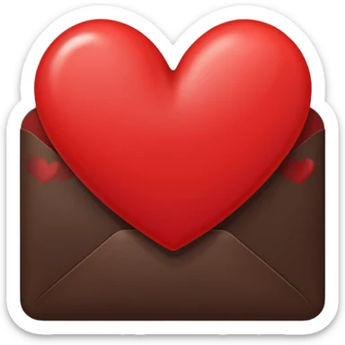 Dark brown written Letter with a red heart sticker