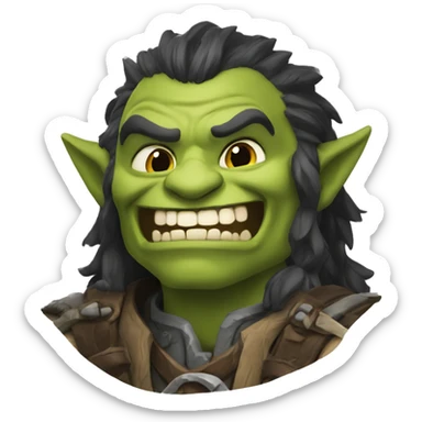 The orc laughs and waves hello sticker