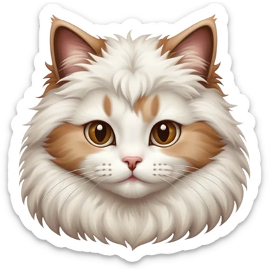 Big white and brown floofy kitty sticker