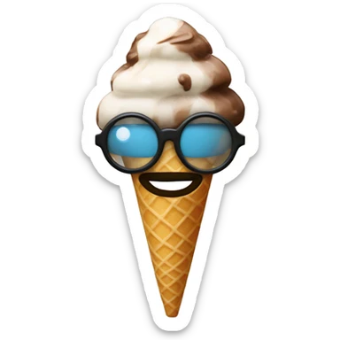 A duxk wearing googles with ice cream cone on his head sticker