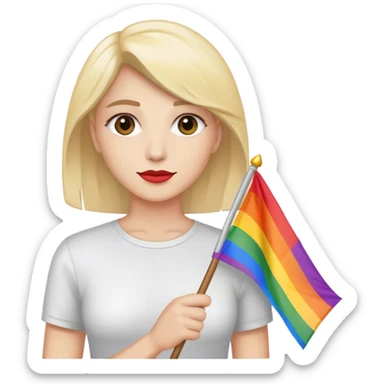 woman with lgbt flag sticker
