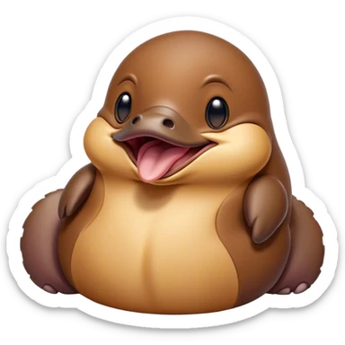 Cinematic Cute Yawning Platypus Portrait Emoji, Head tilted slightly with a dramatic, wide-open yawn, showcasing a soft, textured brown fur with a relaxed duckbill and droopy eyes in drowsy contentment, Simplified yet irresistibly adorable features, highly detailed, glowing with a soft, cozy glow, high shine, relaxed yet expressive, stylized with a touch of quirky charm, bright and endearing, soft glowing outline, capturing the essence of a sleepy yet affectionate platypus, so drowsy it feels like it could float out of the screen and curl up for a nap! sticker