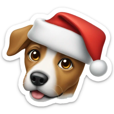 Dog wearing Santa hat sticker