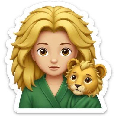 Gata masajeando el pelo de un león sticker