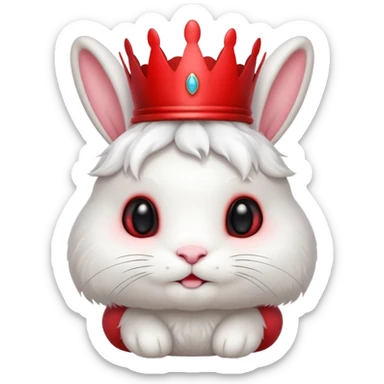 white cute bunny with red crown, funny sticker
