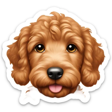 Red goldendoodle puppy bow on head sticker